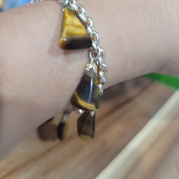 Tigers eye charm dangle brown yellow bracelet - Picture 11 of 11